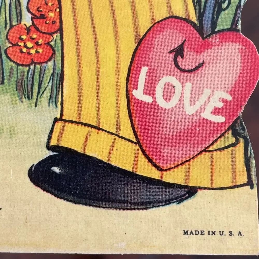 Vintage Valentine Card Large Paper Unsigned Stand Tab Collectible Ephemera READ